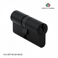 Цилиндровый механизм, размер: 60 мм (30+30) PORTA DI PARMA Чёрный Арт: CYL.KEY 60 (30+30).03